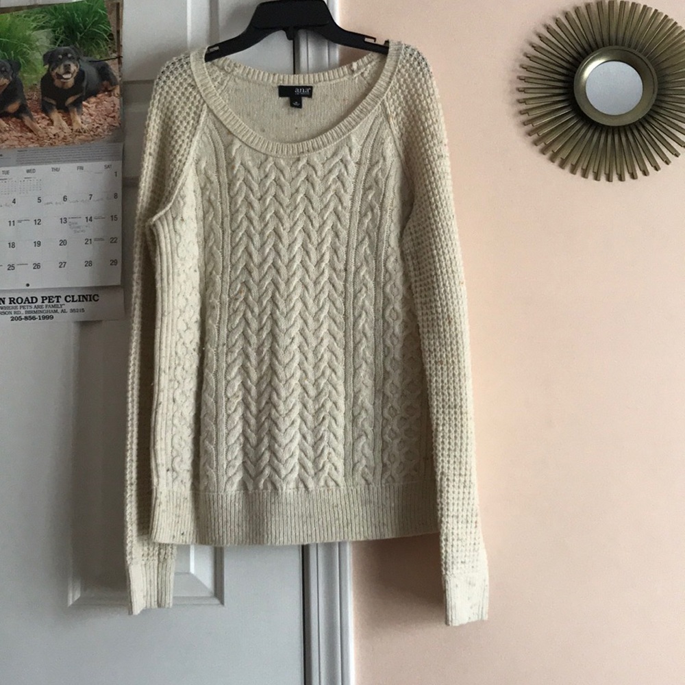 Cream sweater with orange speckles